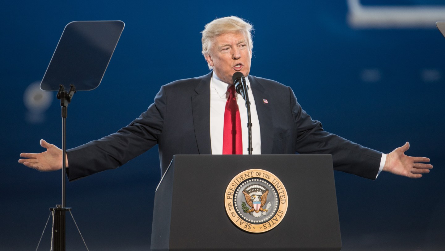 Donald Trump Visits S. Carolina Boeing Plant For Debut Of 787-10 Dreamliner