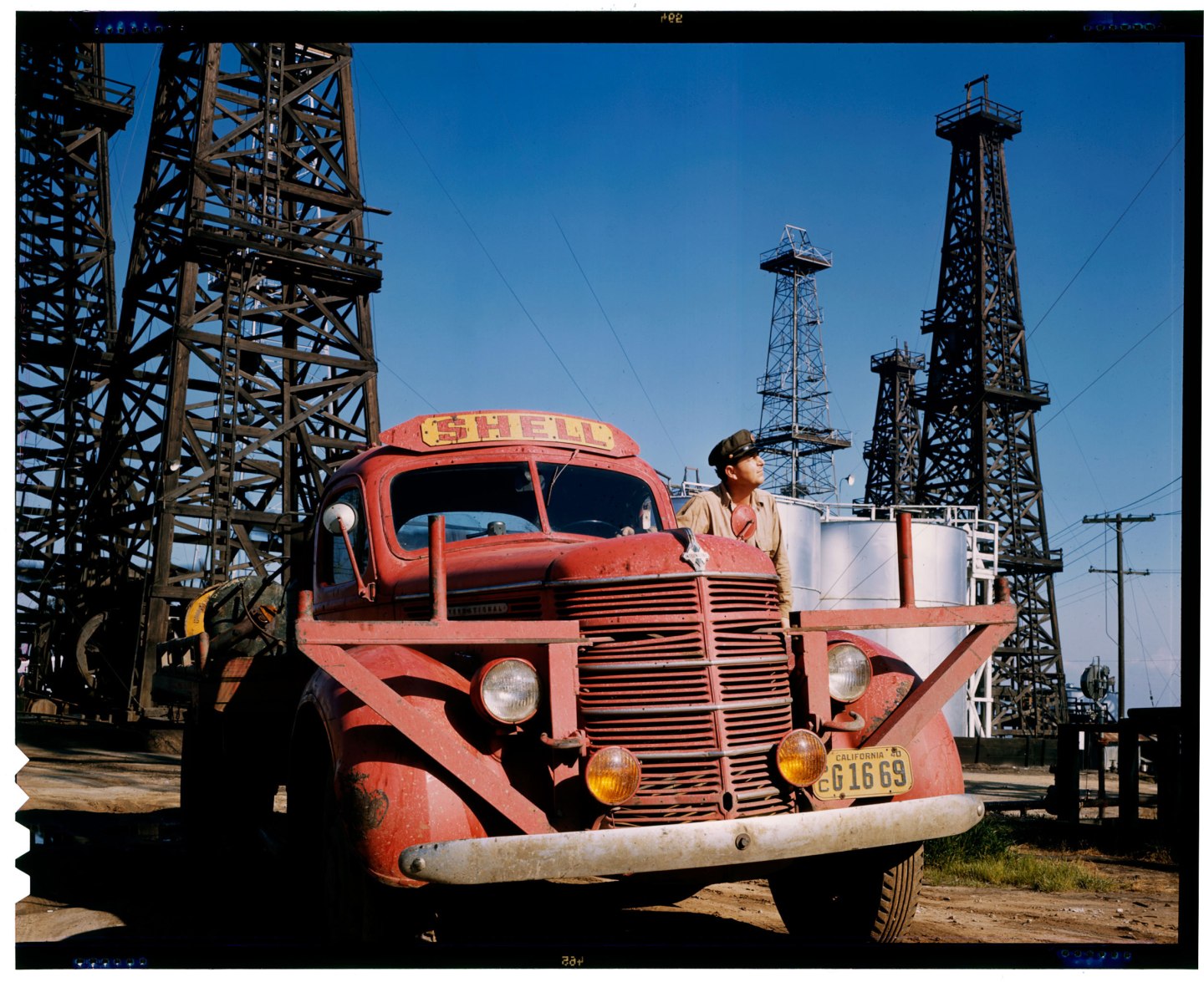Shell Oil Field in the Los Angeles CA. area. 1945 4x5 ChromeAnsel Adams