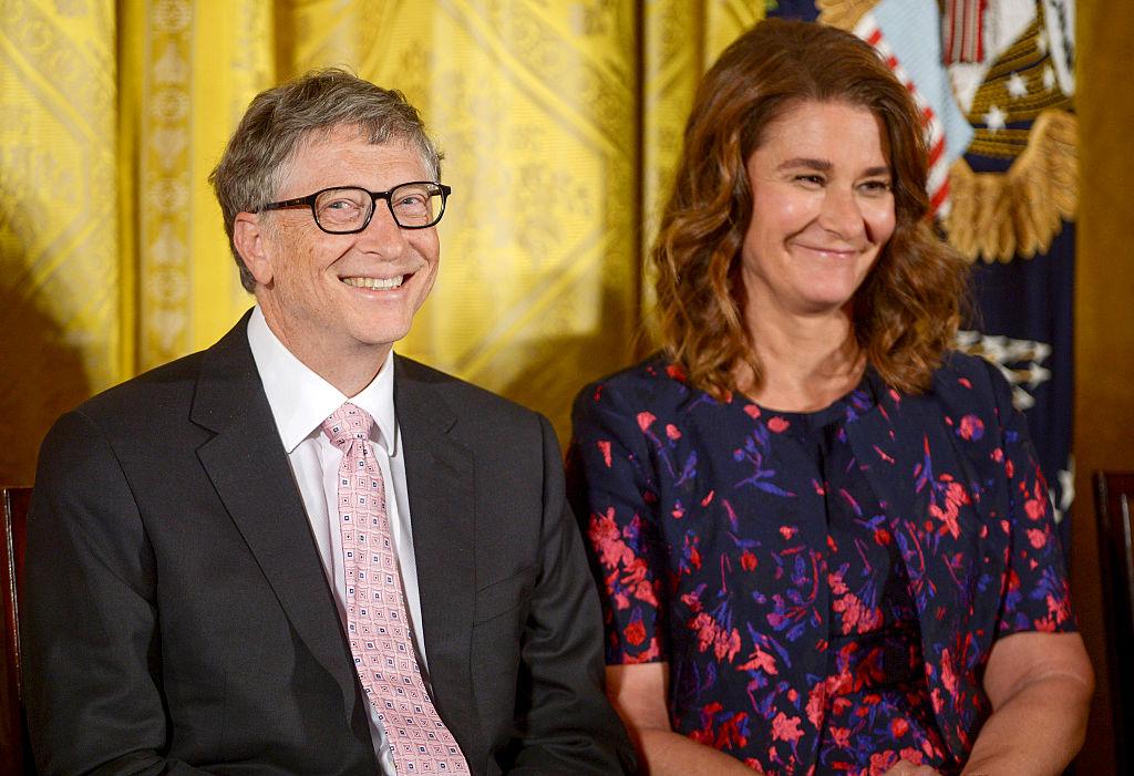 Then-President Barack Obama presents Bill Gates and Melinda Gates with the 2016 Presidential Medal Of Freedom at the White House on Nov. 22, 2016 in Washington, DC.