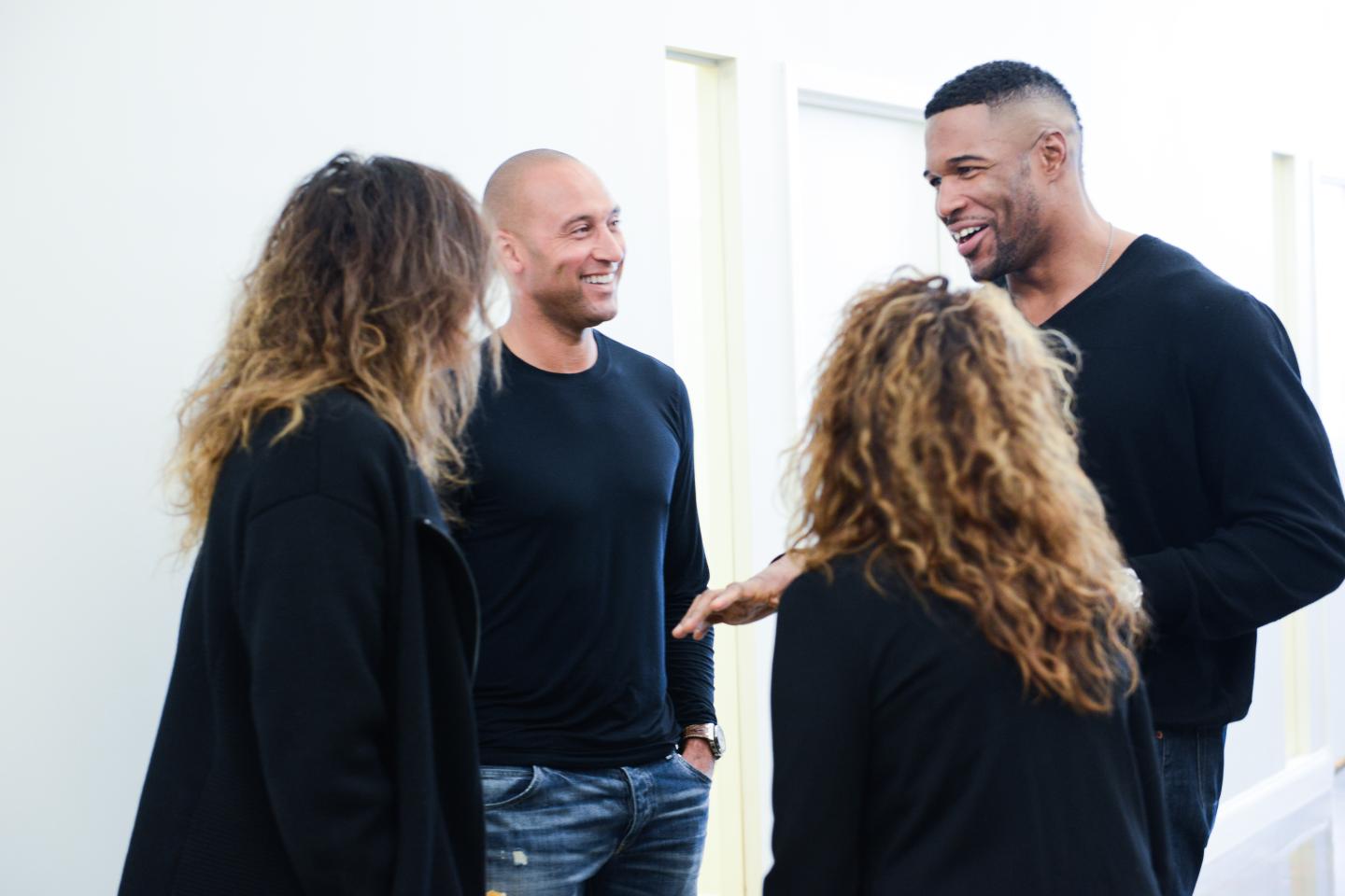 Derek Jeter meets with Jaymee Messler at the Players' Tribune office on August 24, 2015 in New York City, New York. (Photo by Steven Freeman/The Players' Tribune)