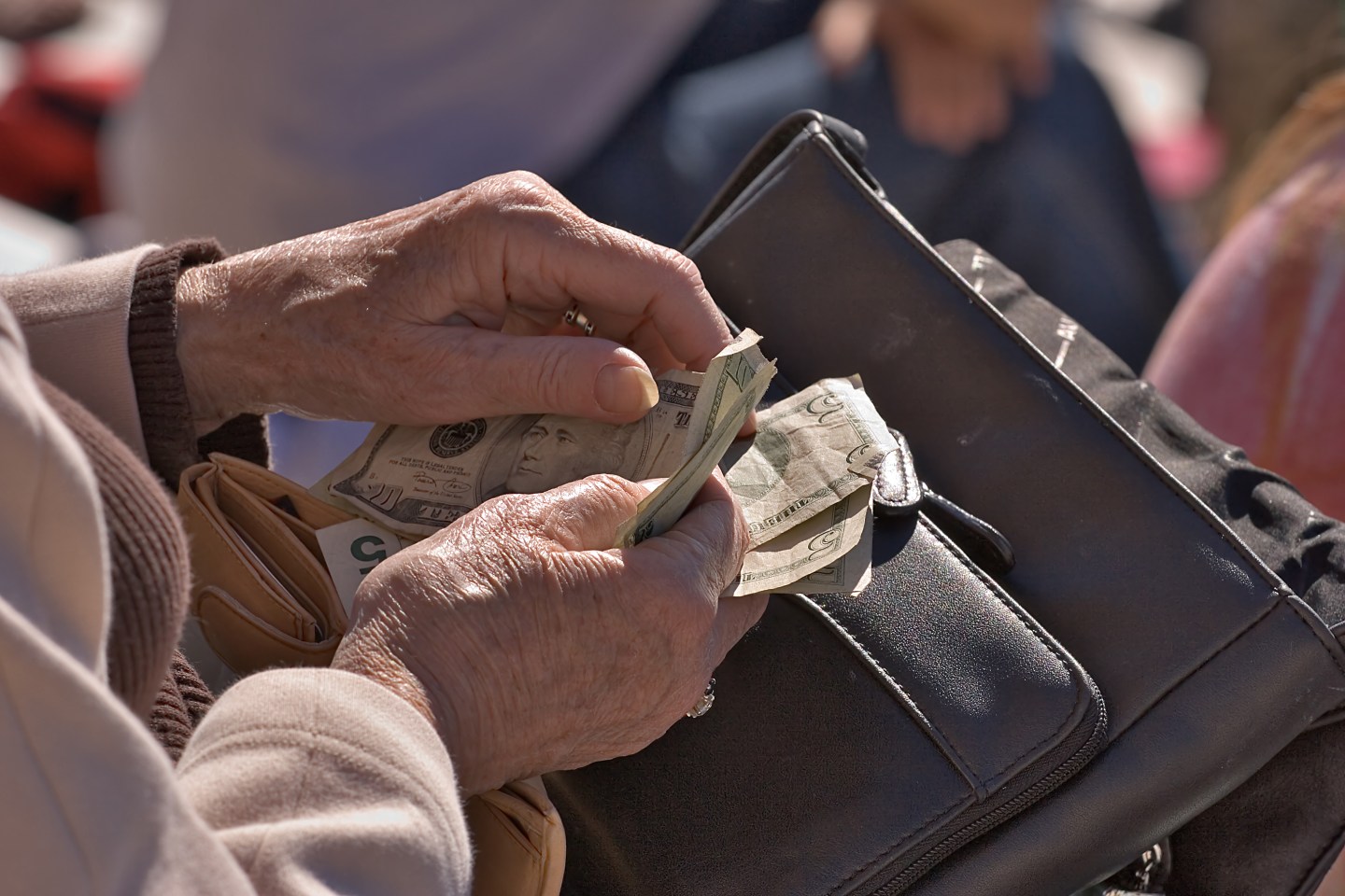 Elderly Woman counting money