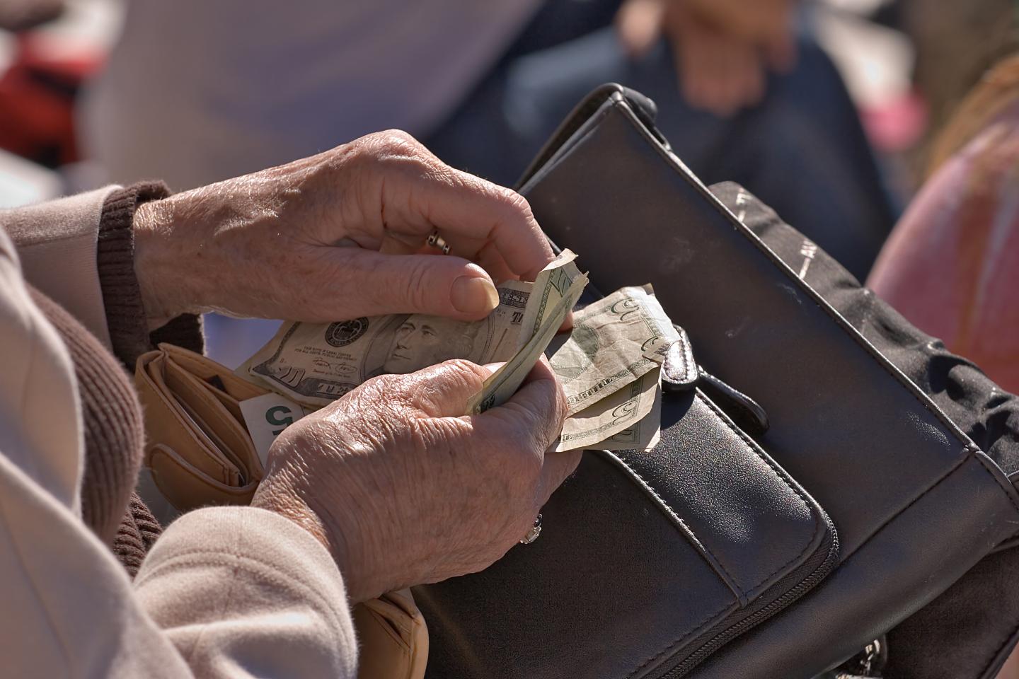 Elderly Woman counting money