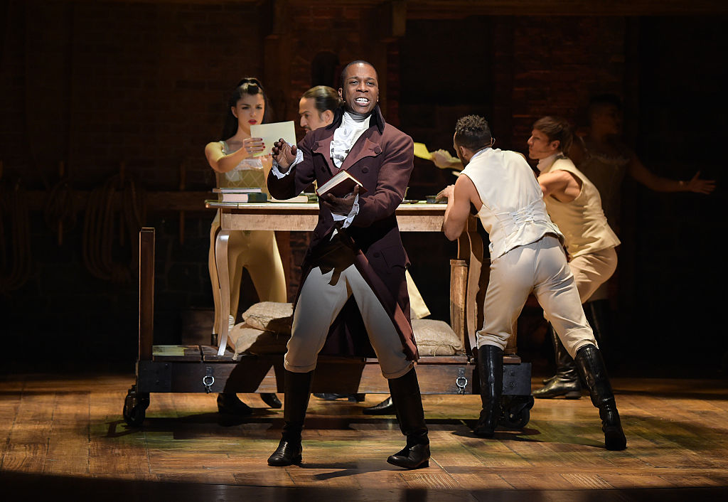performs on stage during "Hamilton" GRAMMY performance for The 58th GRAMMY Awards at Richard Rodgers Theater on February 15, 2016 in Los Angeles City.