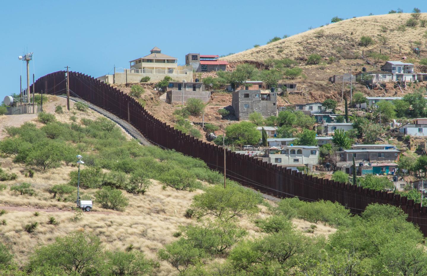 Border fence separating Mexico and the United States