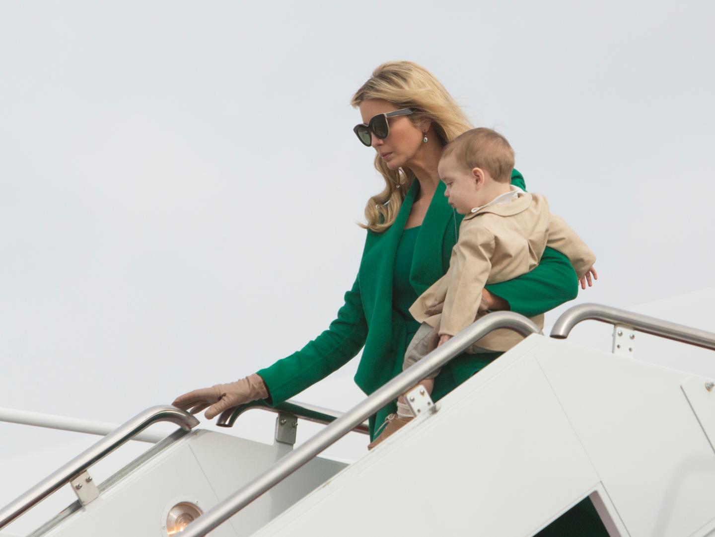 Ivanka Trump, carrying her son, Theodore James Kushner