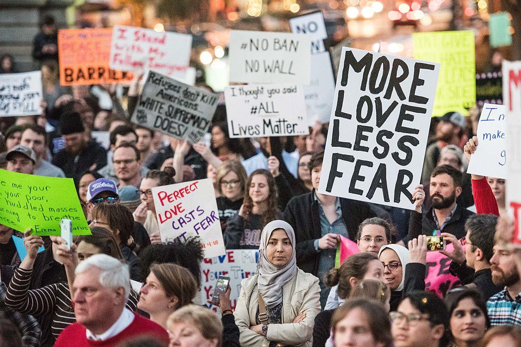 Immigration Activists Demonstrate Against's Trump Recent Ban