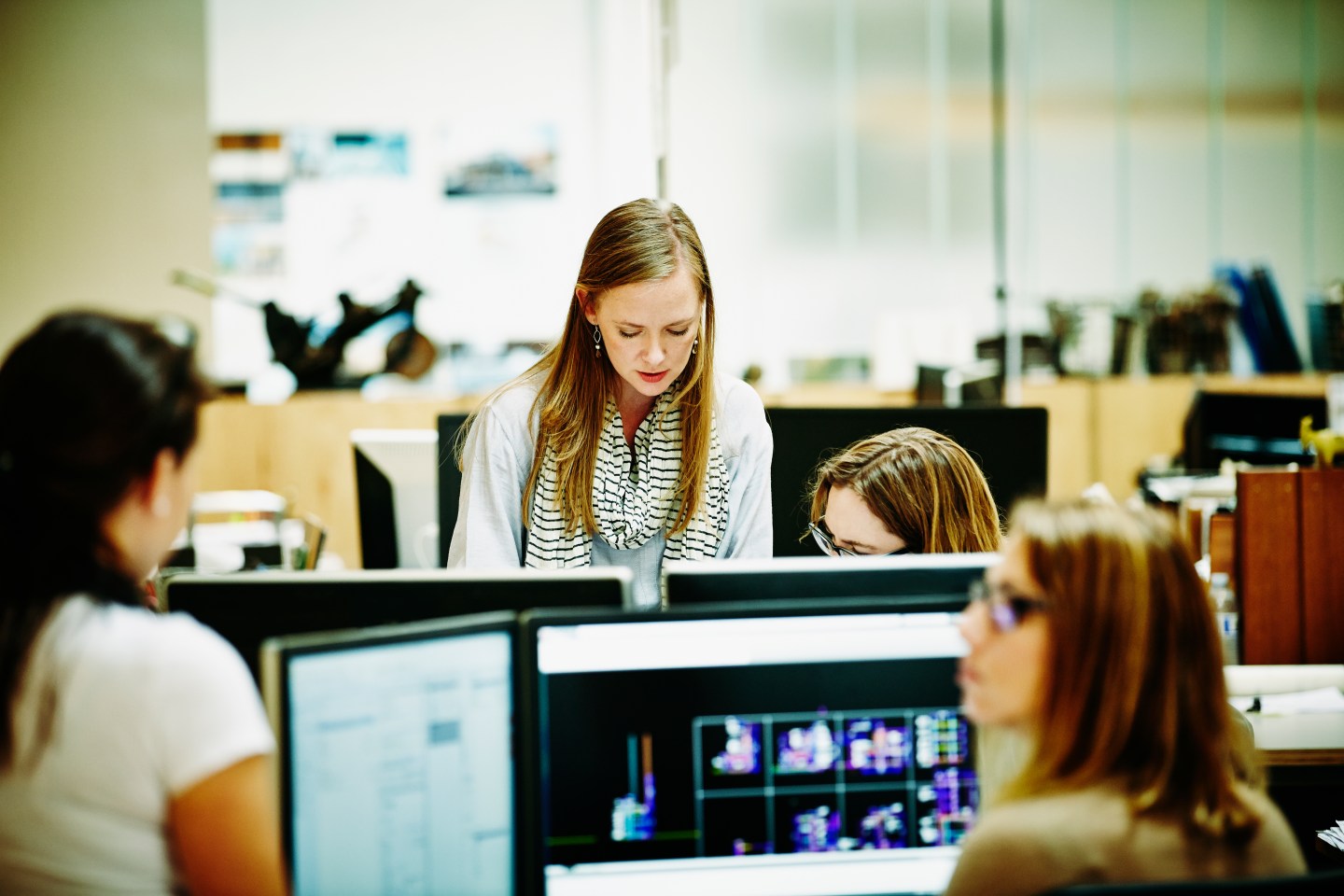 Female architects collaborating on project