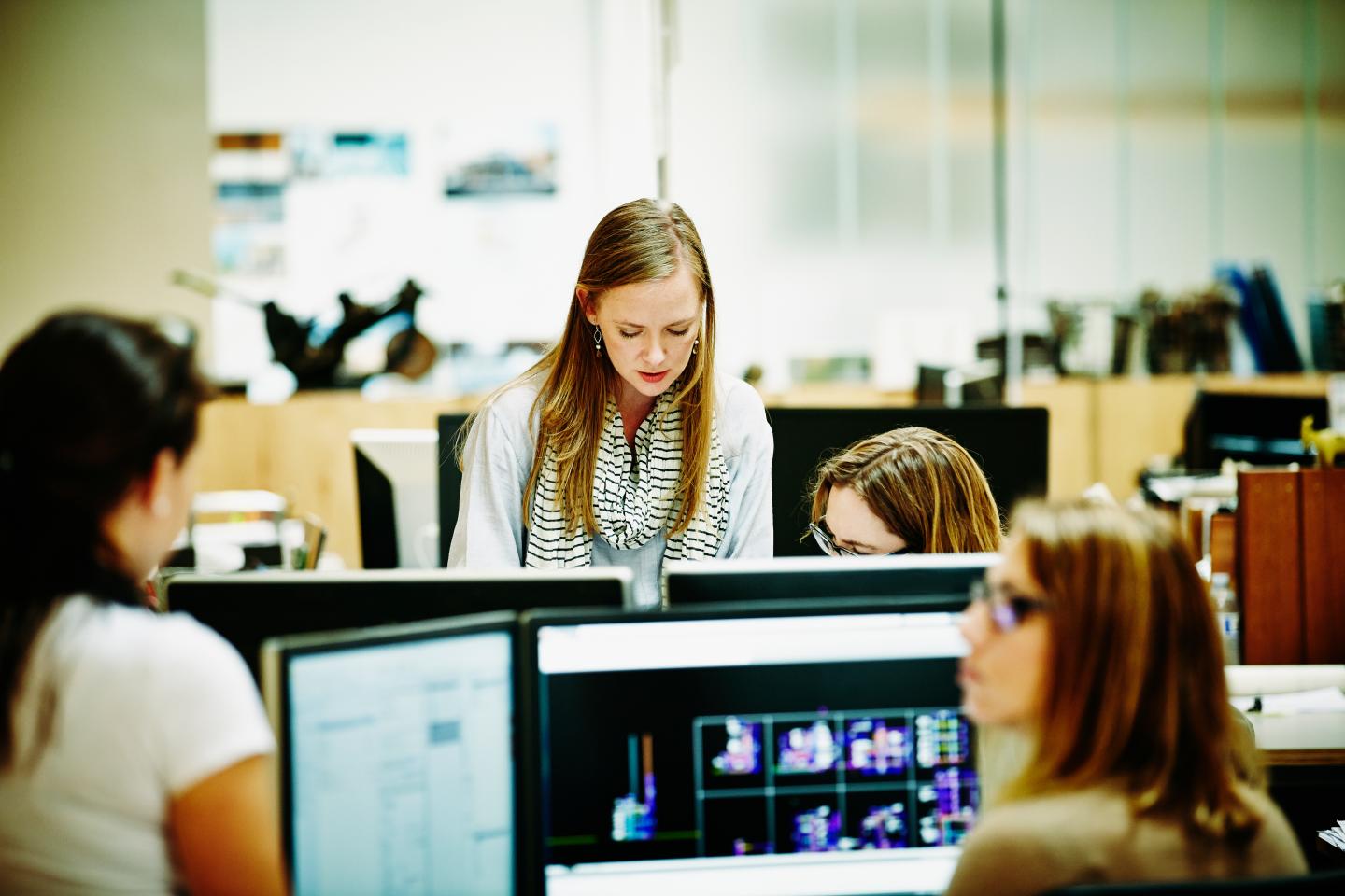 Female architects collaborating on project