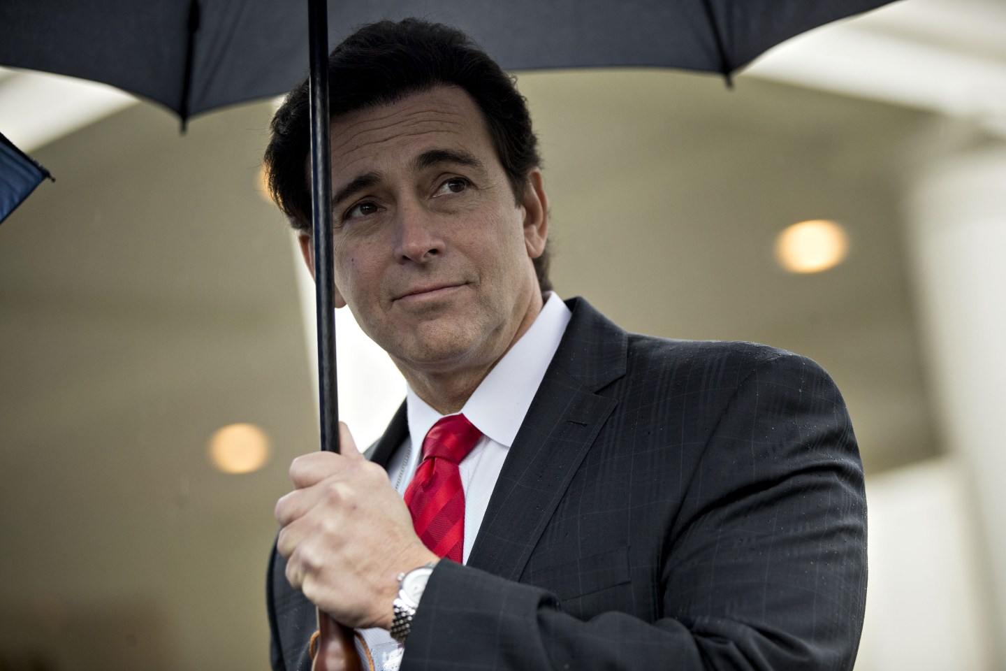 Mark Fields, president and chief executive officer of Ford Motor Co., listens during a news conference outside the White House after a meeting with U.S. President Donald Trump, not pictured, in Washington, D.C., U.S., on Monday, Jan. 23, 2017.