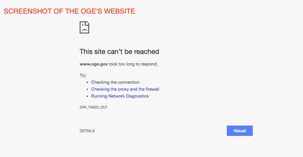 The U.S. Government’s Ethics Office Website Keeps Crashing