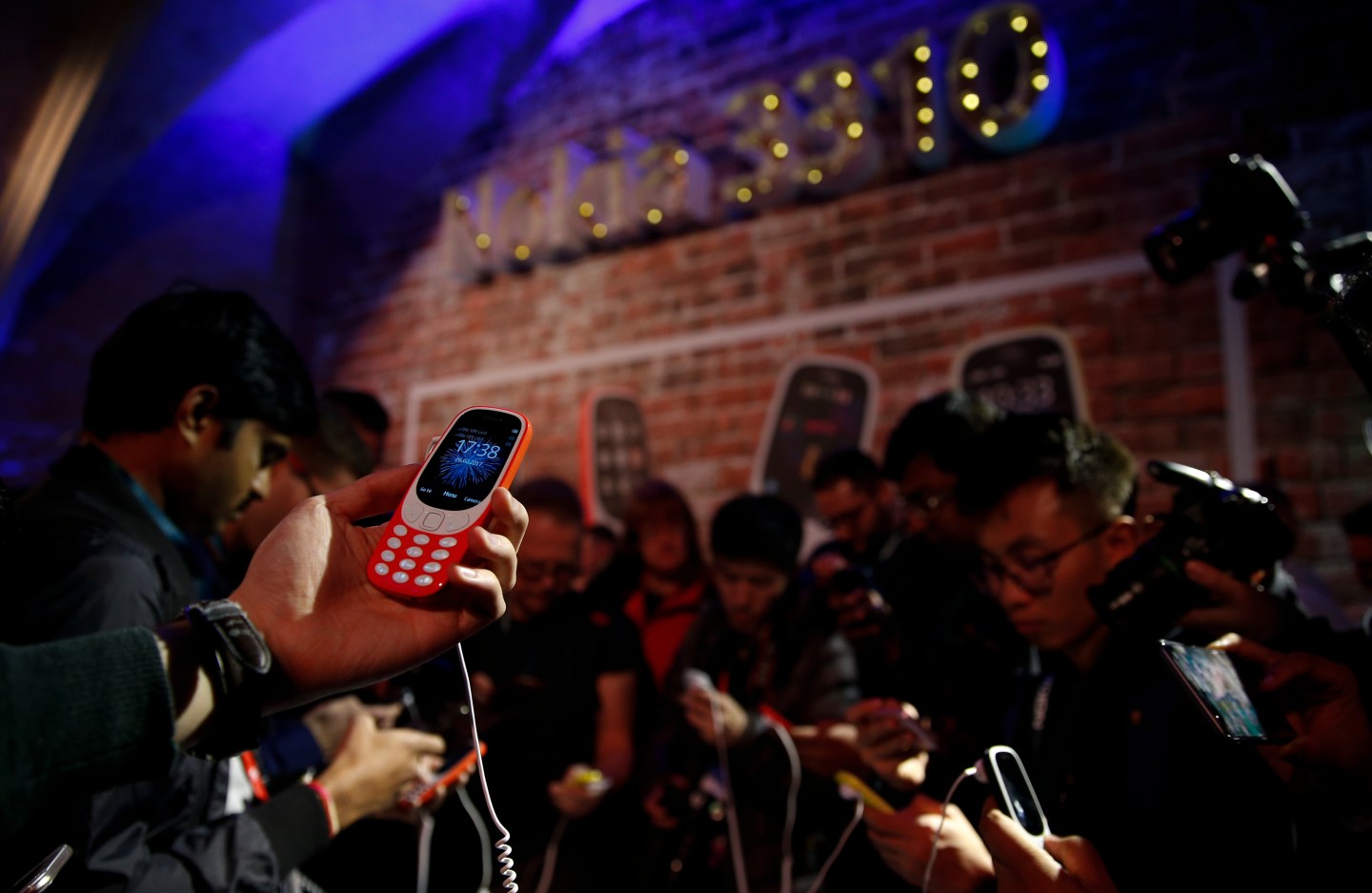 A Nokia 3310 device is displayed after its presentation ceremony at Mobile World Congress in Barcelona