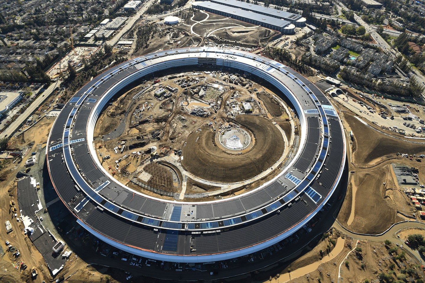 The Apple Campus 2 is seen under construction in Cupertino