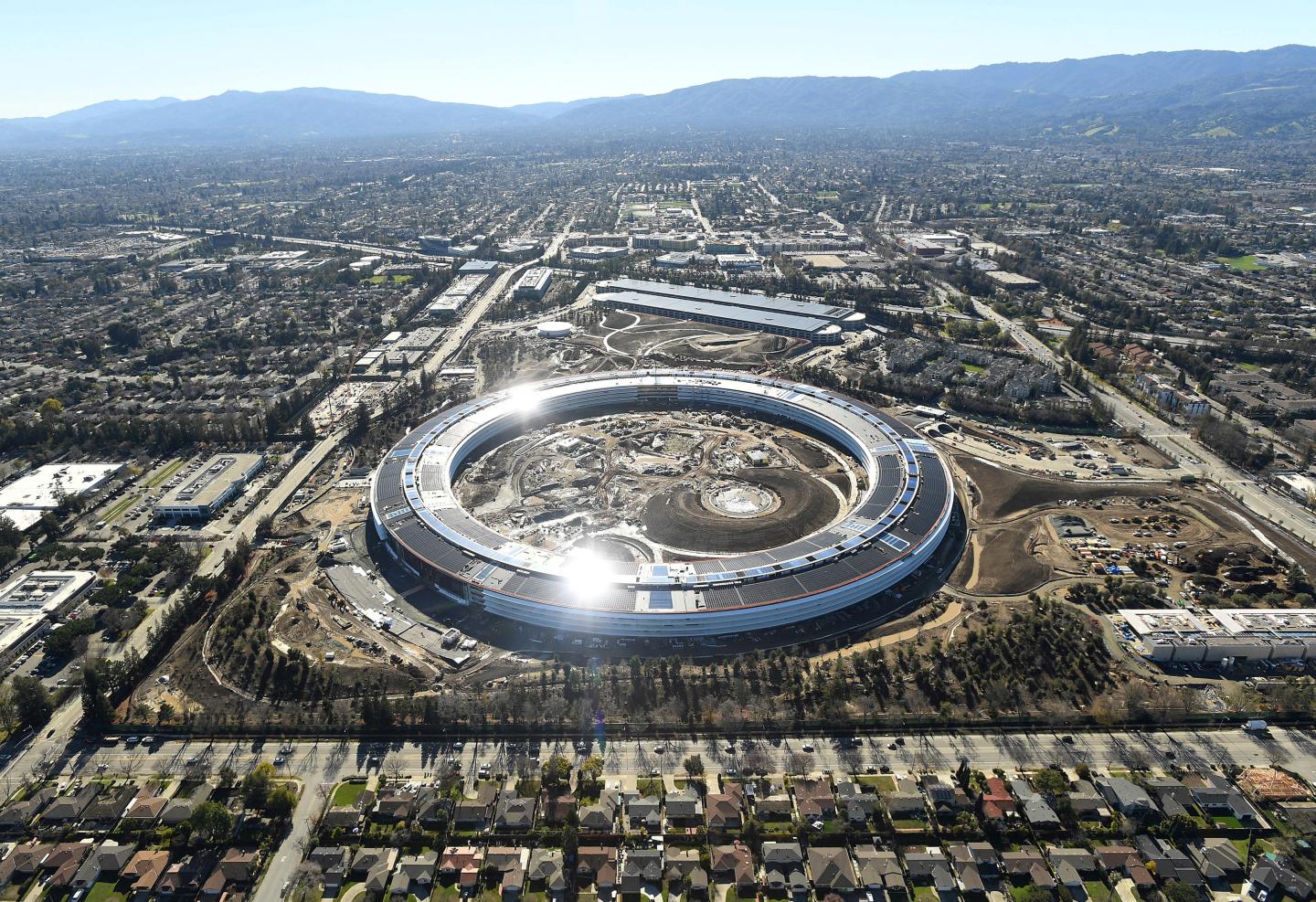 The Apple Campus 2 is seen under construction in Cupertino