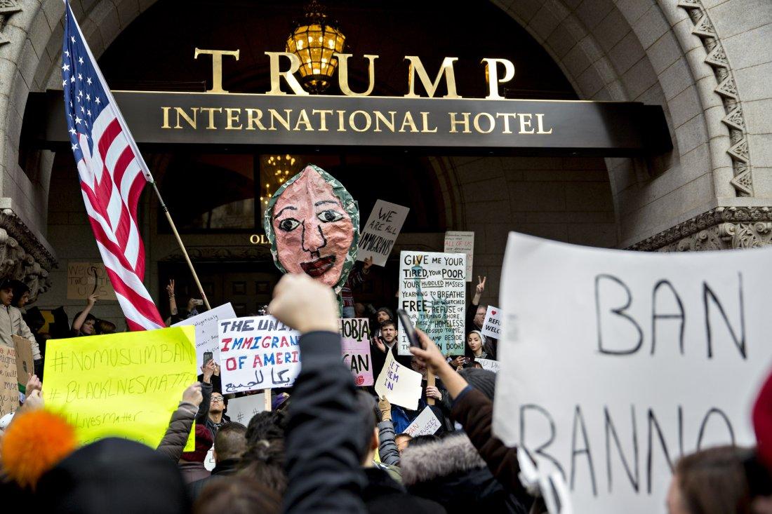 Demonstrators Protest Outside The White House As Confusion Grips Airports Amid Courts Halt Of Trump Travel Ban