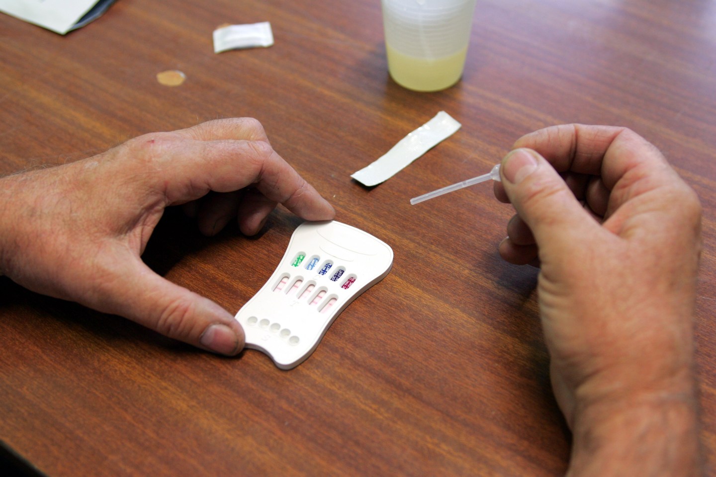 Tests of salival drug screening at the wheel during a targeted operation "out of disco" in Franco-Belgian border post Baisieux. in Baisieux, France on June 24th, 2007