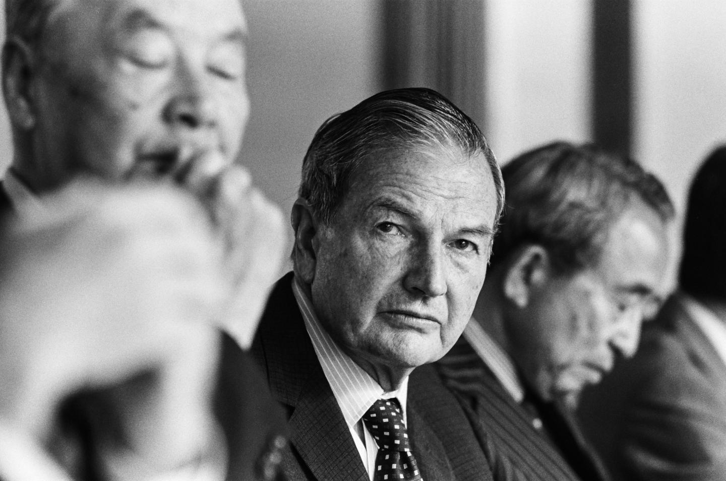 David Rockefeller During a Meeting in Tokyo, Japan