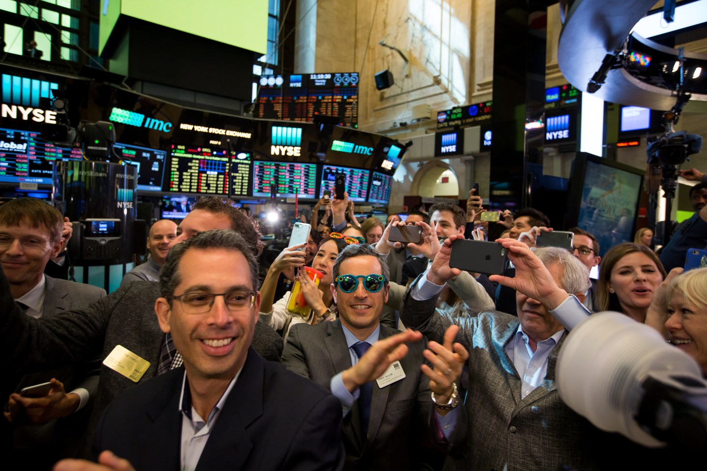 Trading On The Floor Of The NYSE As All Eyes on Snap After 2017's First Tech IPO Prices Above Range
