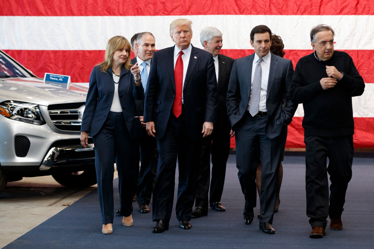 Donald Trump, Mary Barra, Scott Pruitt, Rick Snyder, Mark Fields, Sergio Marchionne