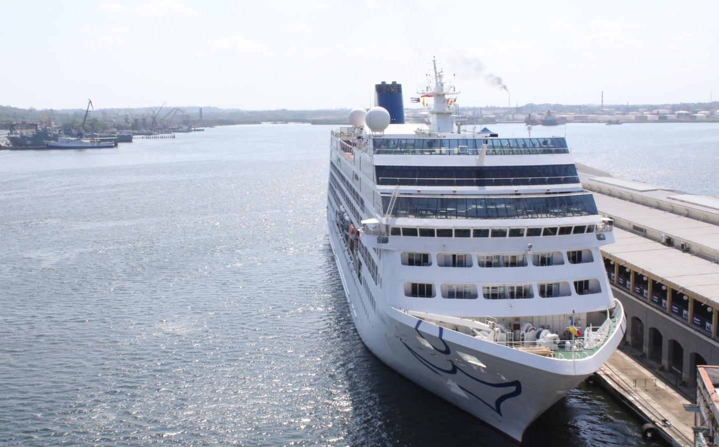 The first US-to-Cuba cruise ship to arrive in the island nation in decades docks at the port of Havana, on May 2, 2016.