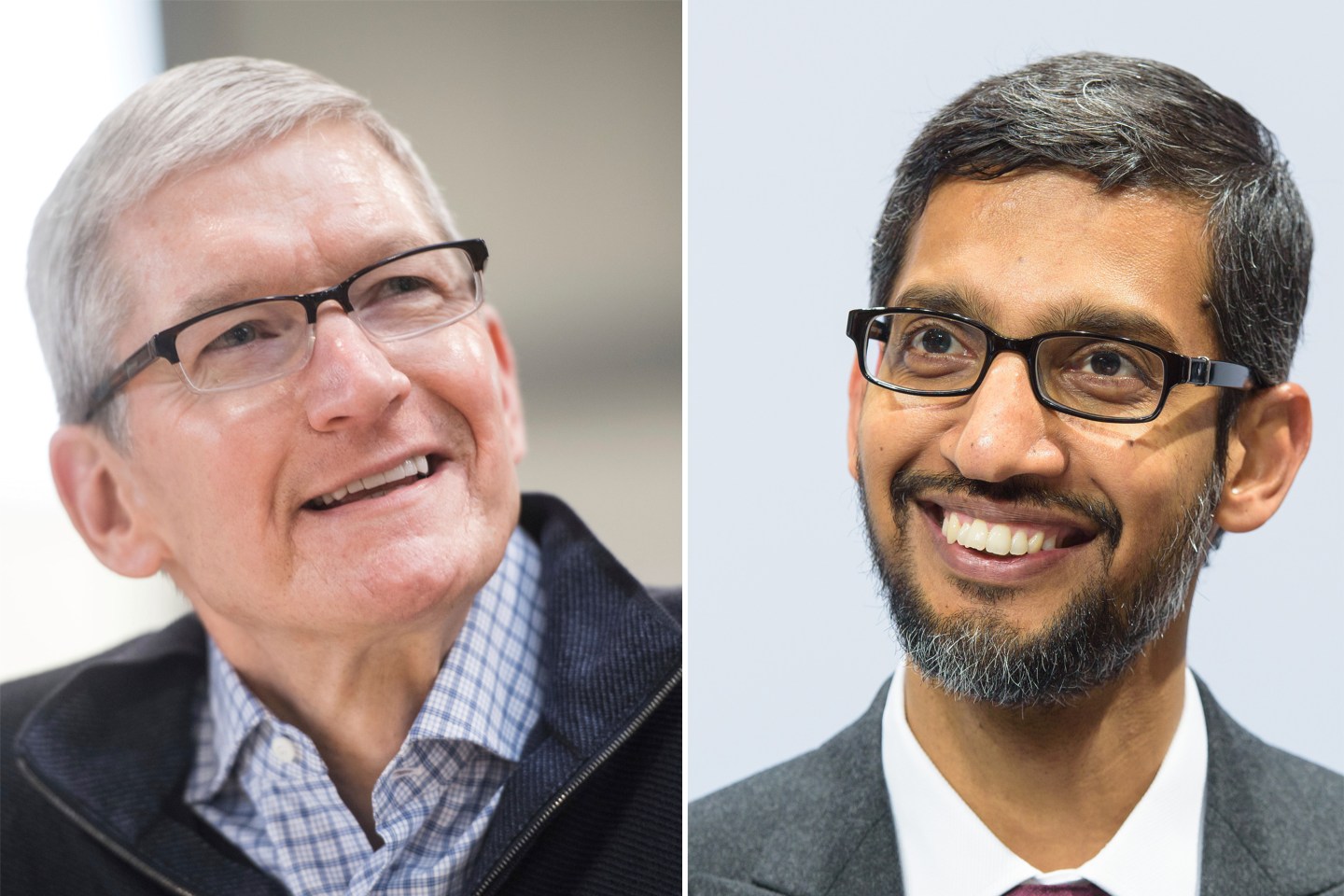 Apple CEO Tim Cook and Google CEO Sundar Pichai