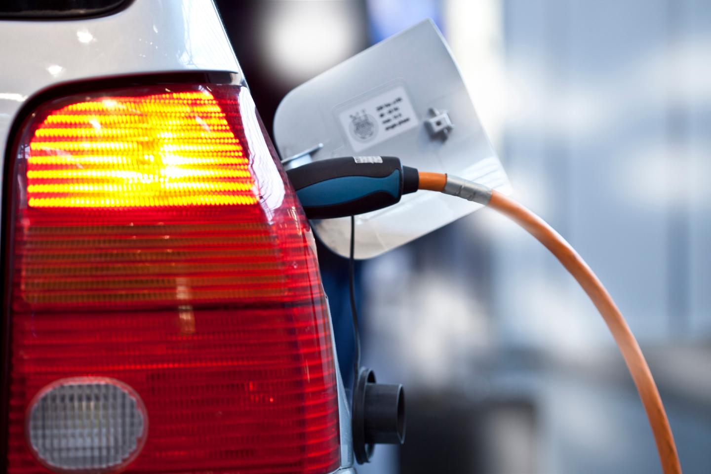 Electric car is being charged