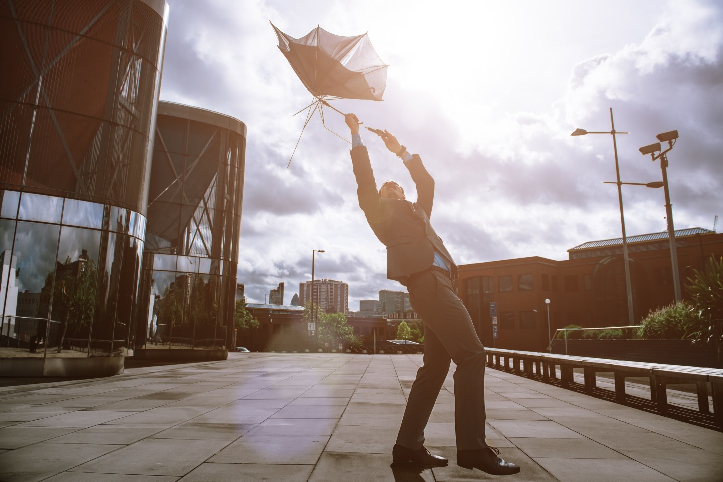 Business Man Surviving the Storm