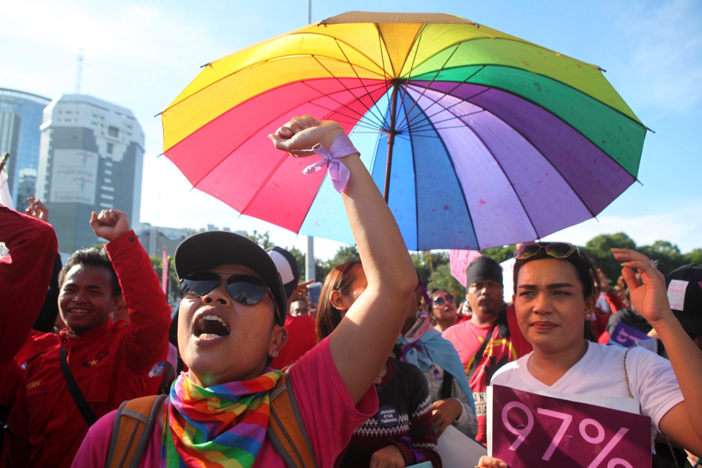 LGBT Activists Rally To Mark International Women's Day In Indonesia