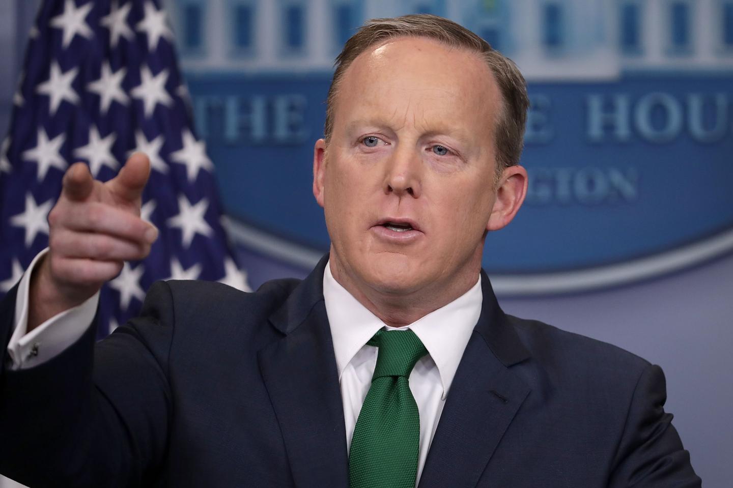 OMB Director Mick Mulvaney And White House Press Secretary Sean Spicer Brief The Media At The White House