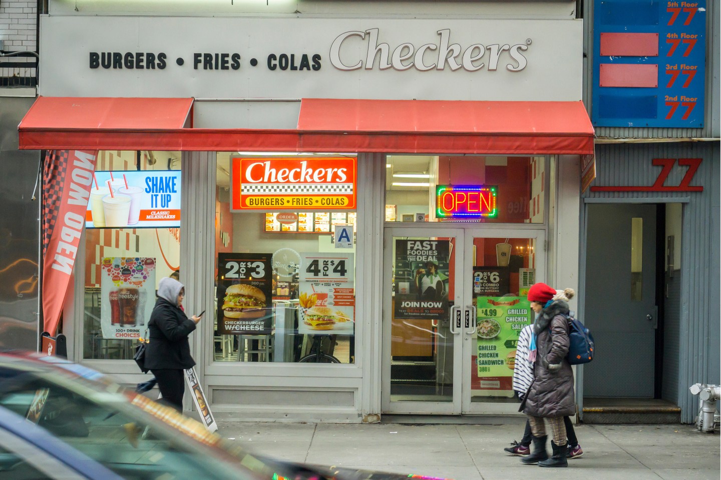 A branch of the Checkers fast food chain in Lower Manhattan in New York on Wednesday, January 18, 2017. The owner of the Checkers Drive-In Restaurants chain, Sentinel Capital Partners, is reported to be preparing to sell the chain in a deal that could be