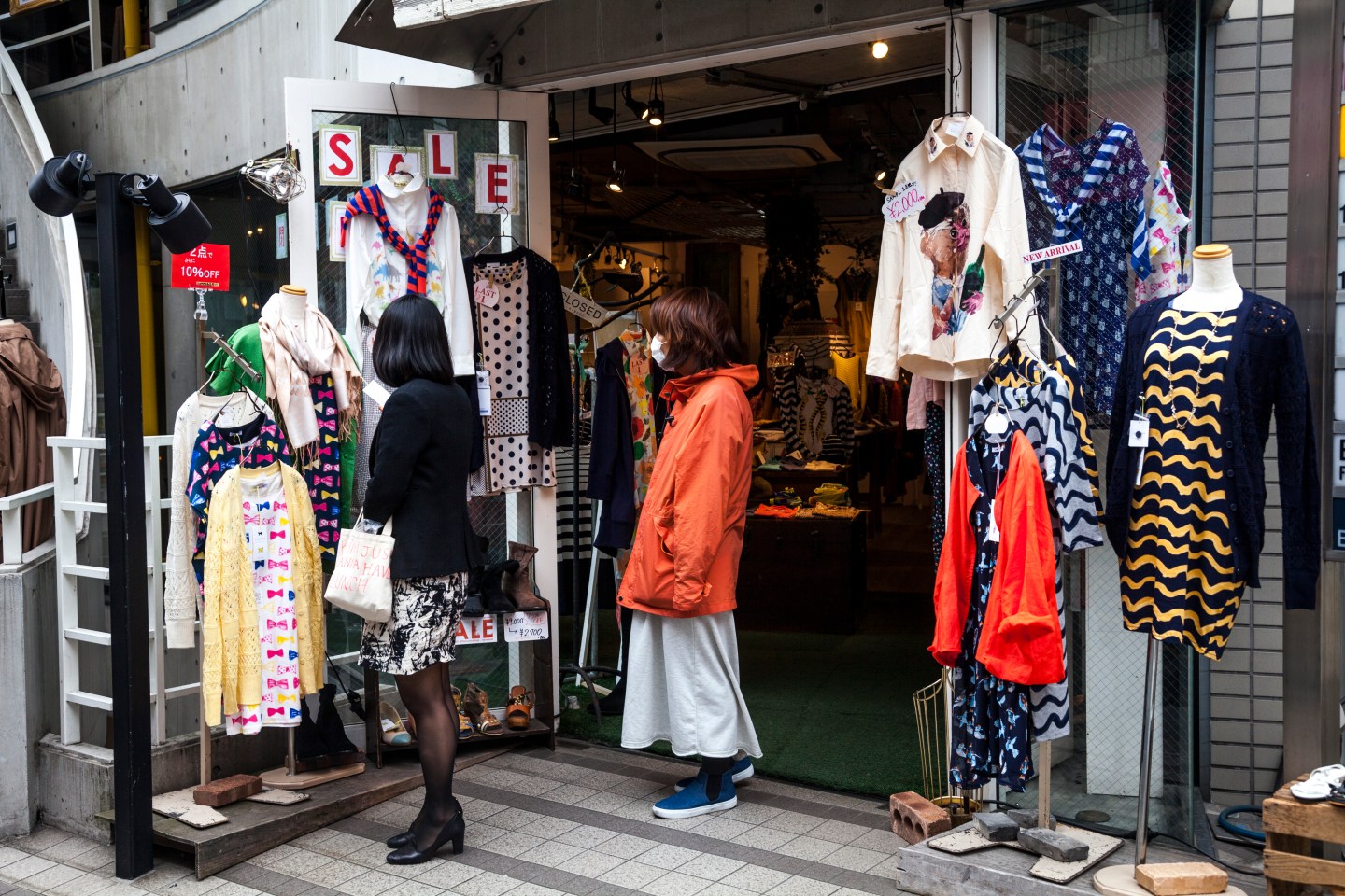 Clothing on display for sale, Harajuku, Tokyo, Japan