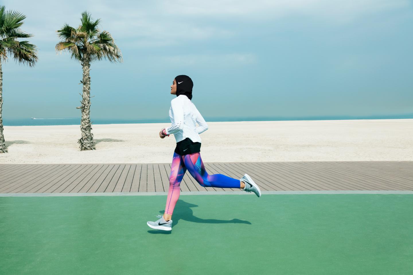 A woman demonstrates the Nike Pro Hijab
Vivienne Balla All rights reserved.vivienneballa.com