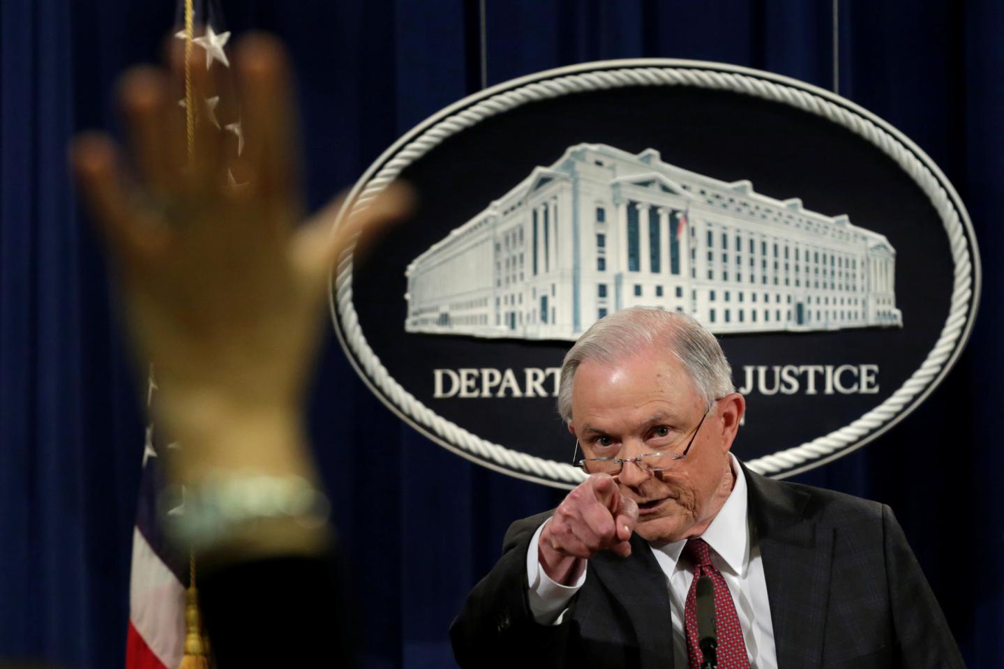U.S. Attorney General Jeff Sessions speaks at a news conference in Washington