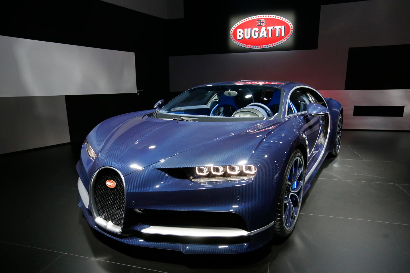 Bugatti Chiron car is seen during the 87th International Motor Show at Palexpo in Geneva