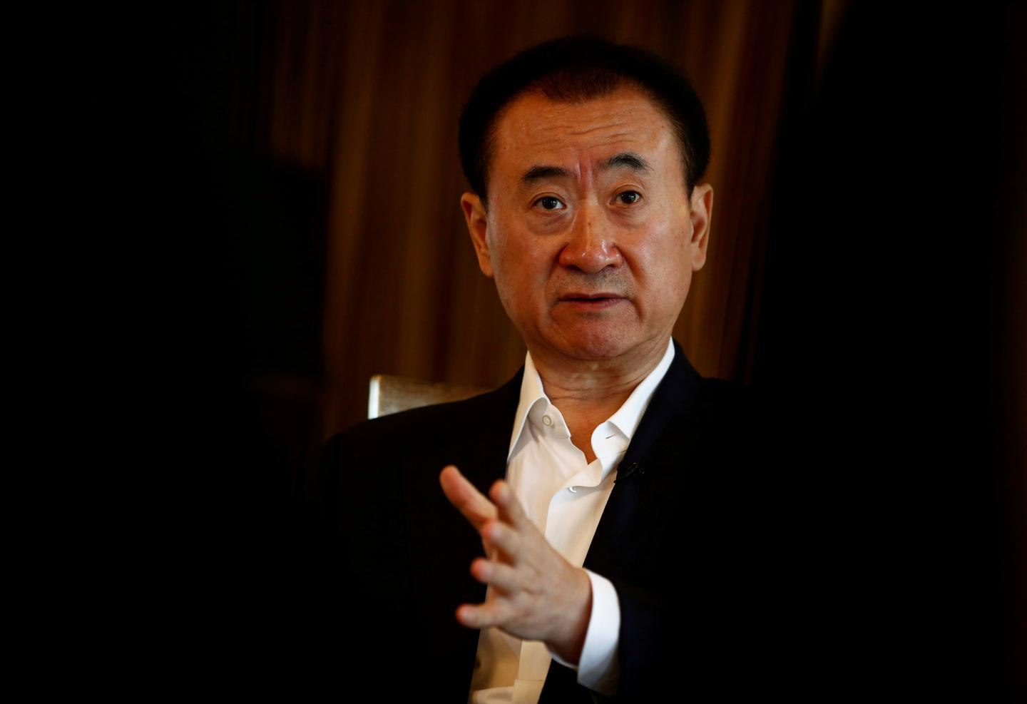Wang Jianlin, chairman of the Wanda Group, speaks during an interview in Beijing