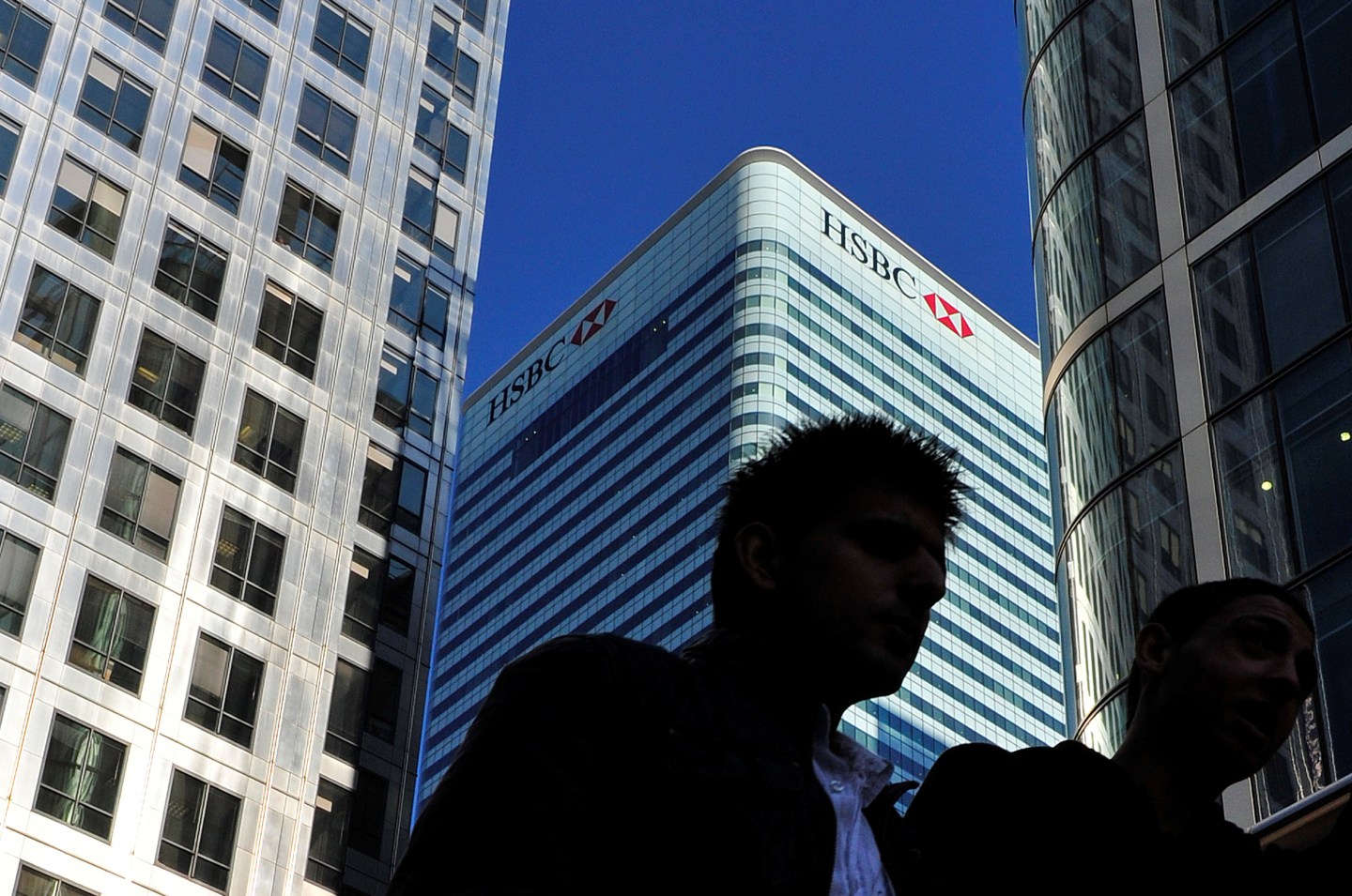 FILE PHOTO: The HSBC headquarters building is seen in the Canary Wharf financial district in London
