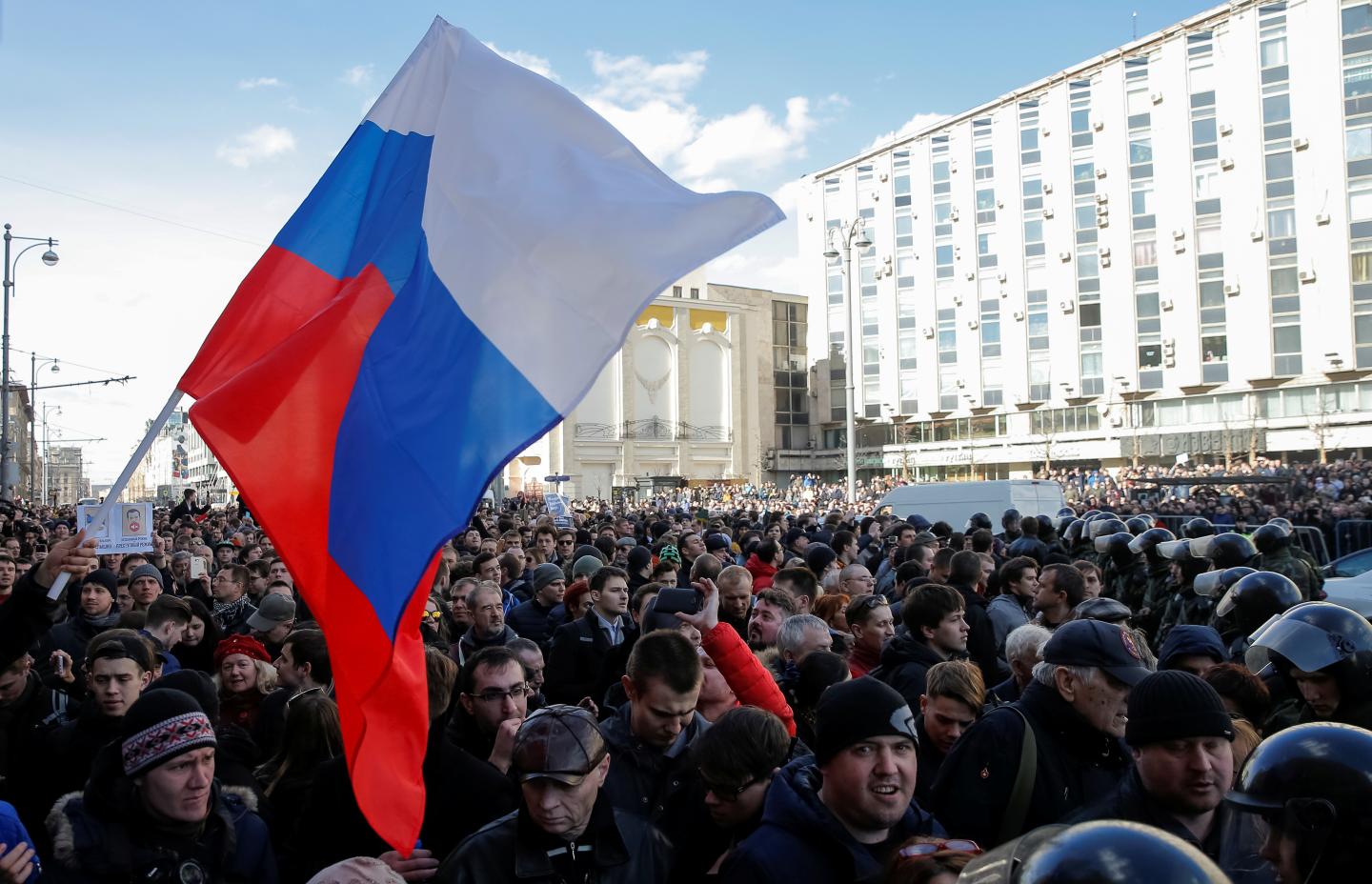 Opposition supporters attend a rally in Moscow