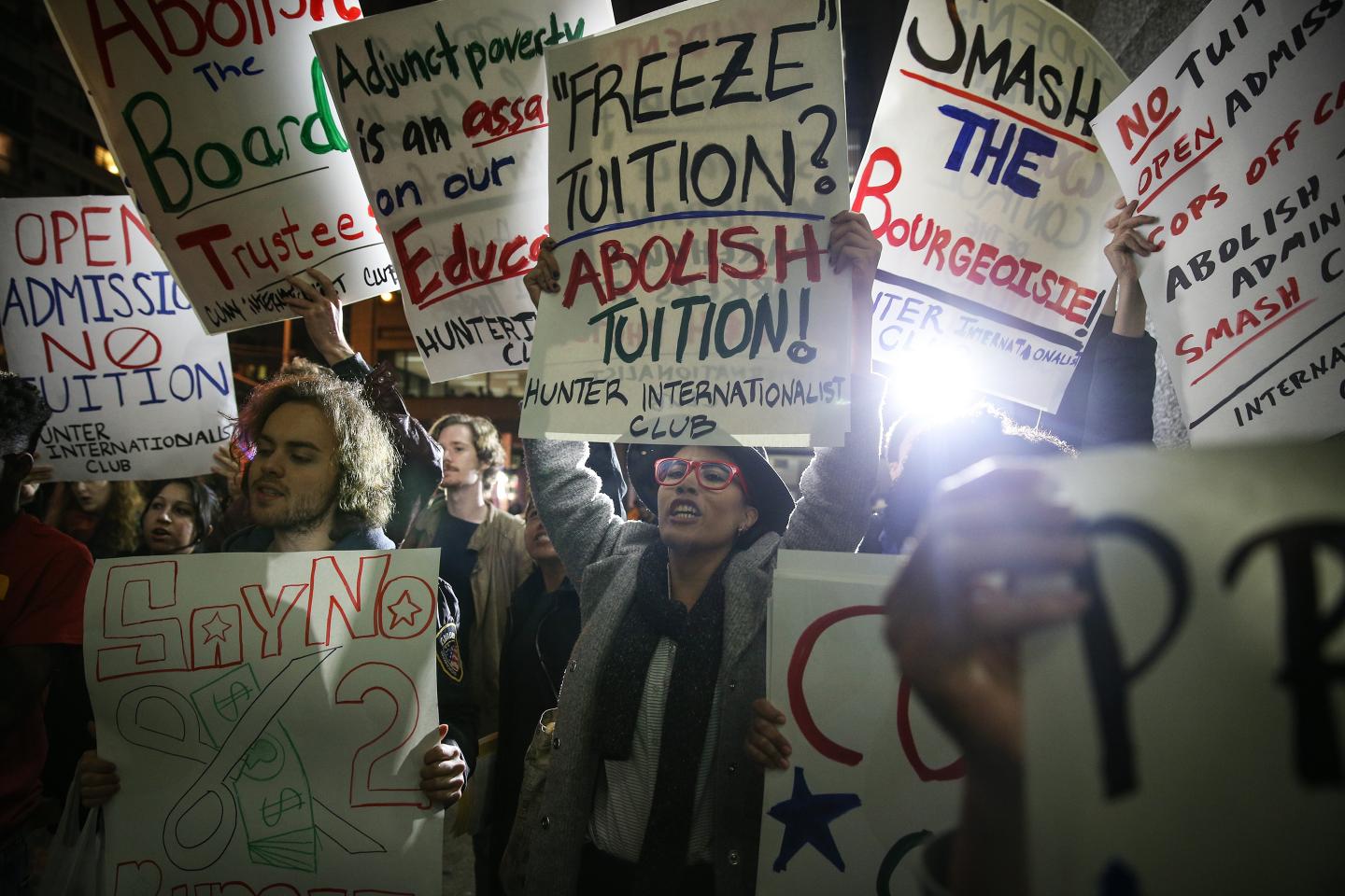College students march to demand tuition-free education in New York