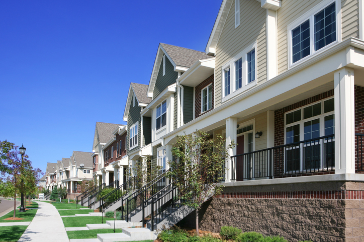 Row of Townhouses on Suburban Street