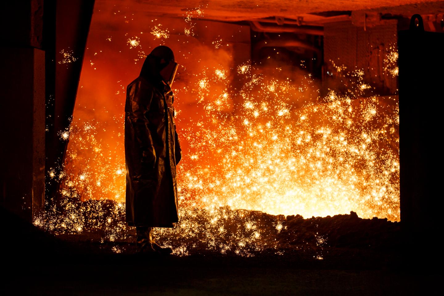 A worker at the Salzgitter AG steelworks in Germany