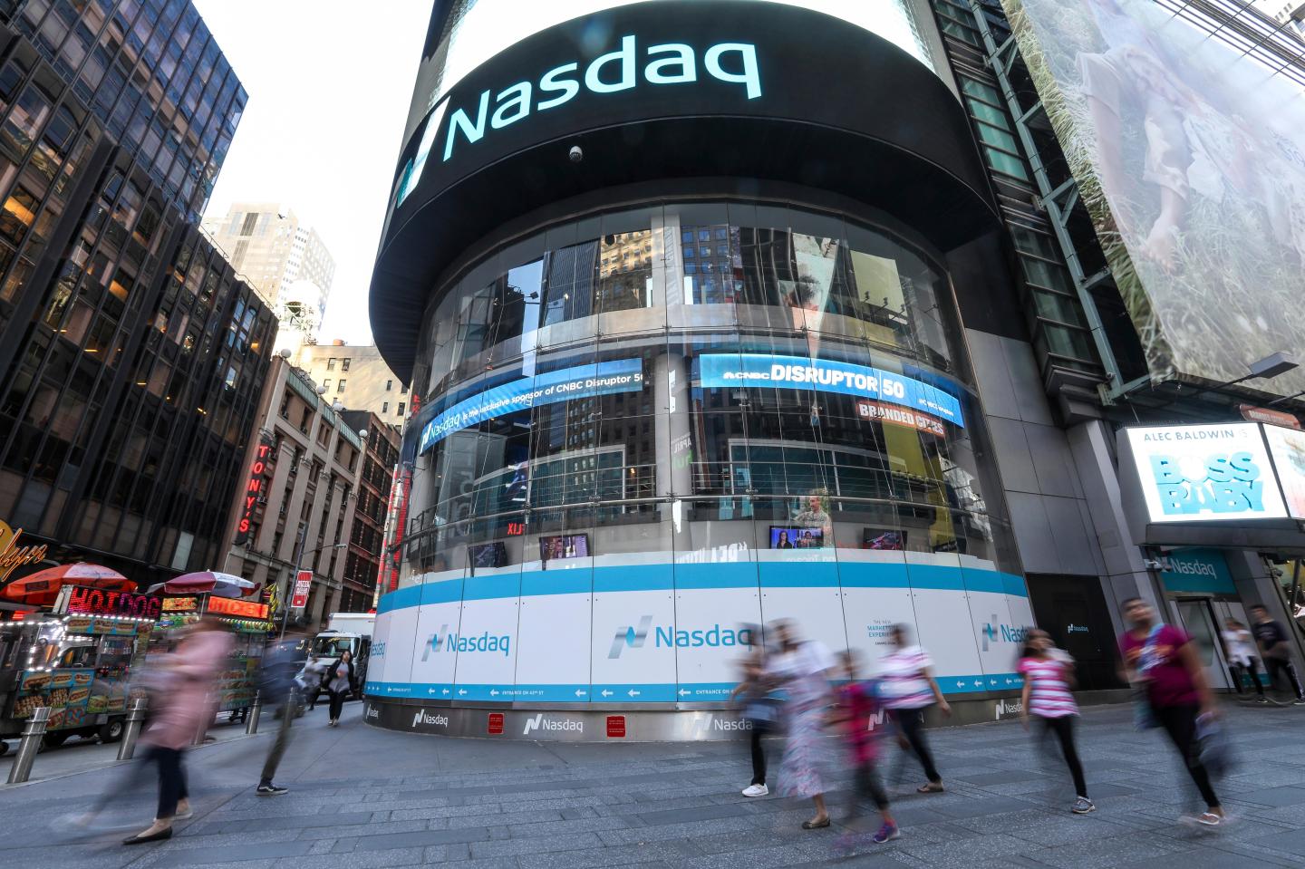 View of the Nasdaq Stock Market in New York City