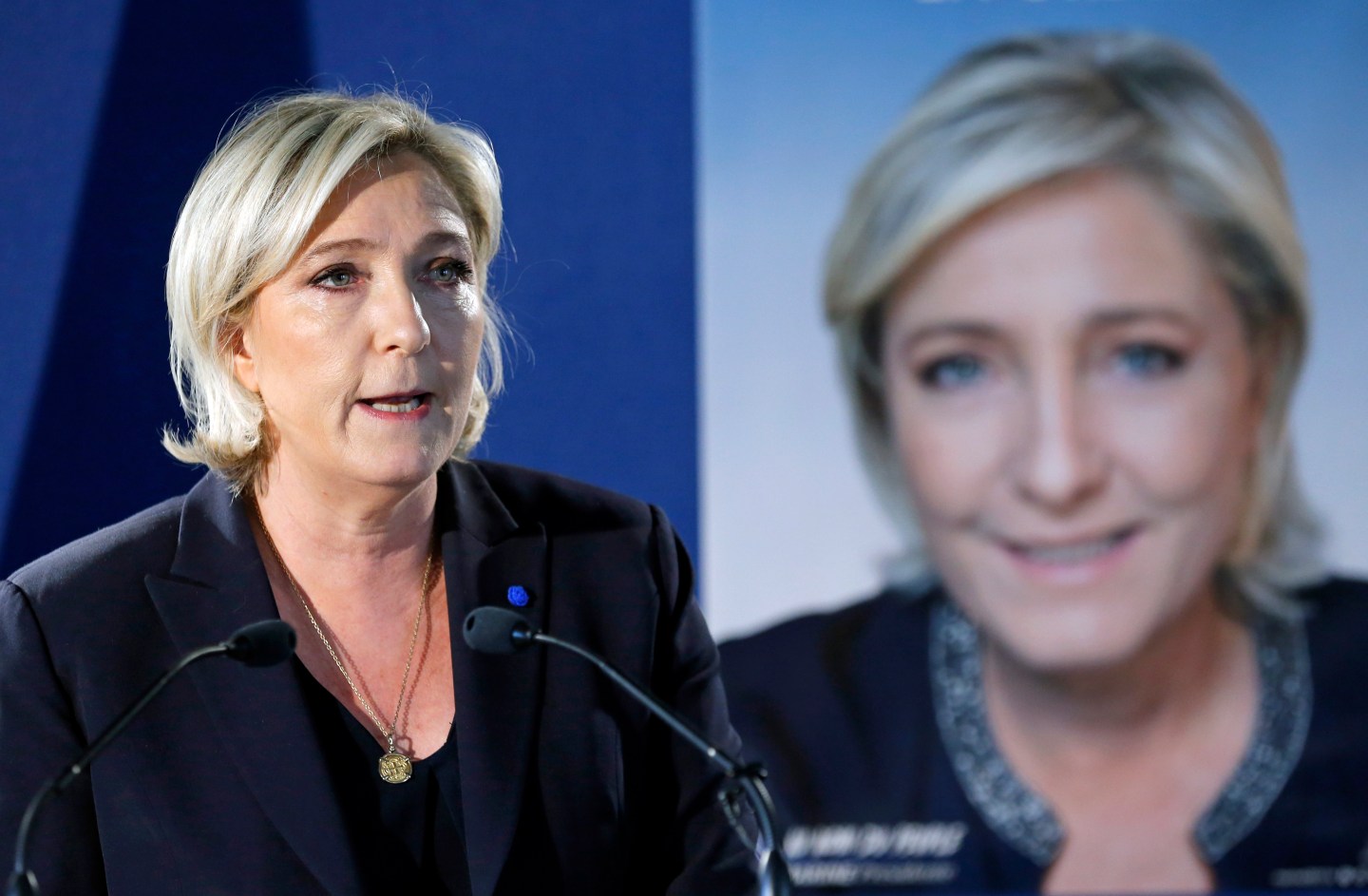 French Presidential Candidate Marine Le Pen Gives A Press Conference In Paris