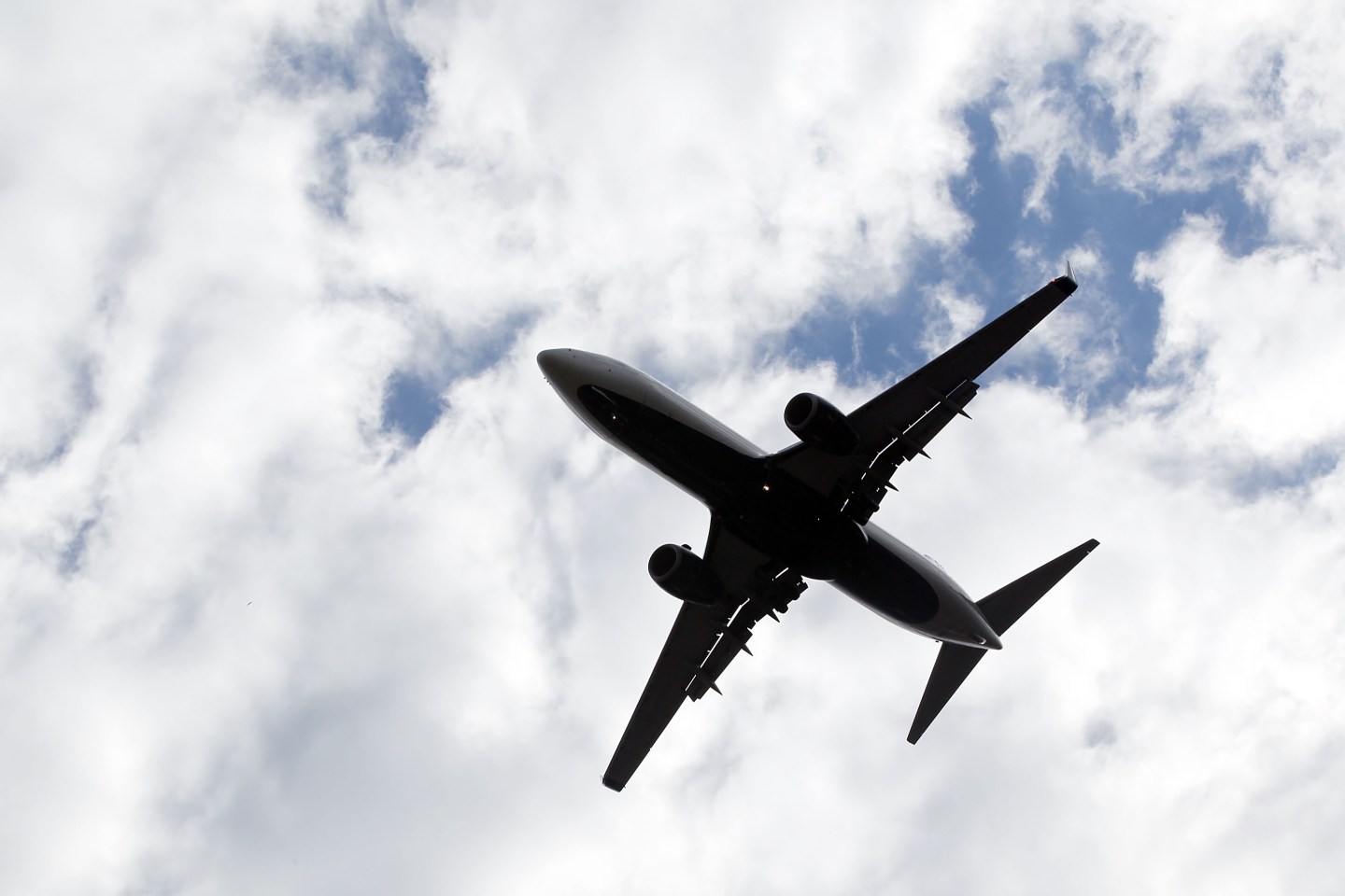 A scenic view of aircraft flying overhead photographed on November 29, 2010 in Raleigh, North Carolina.