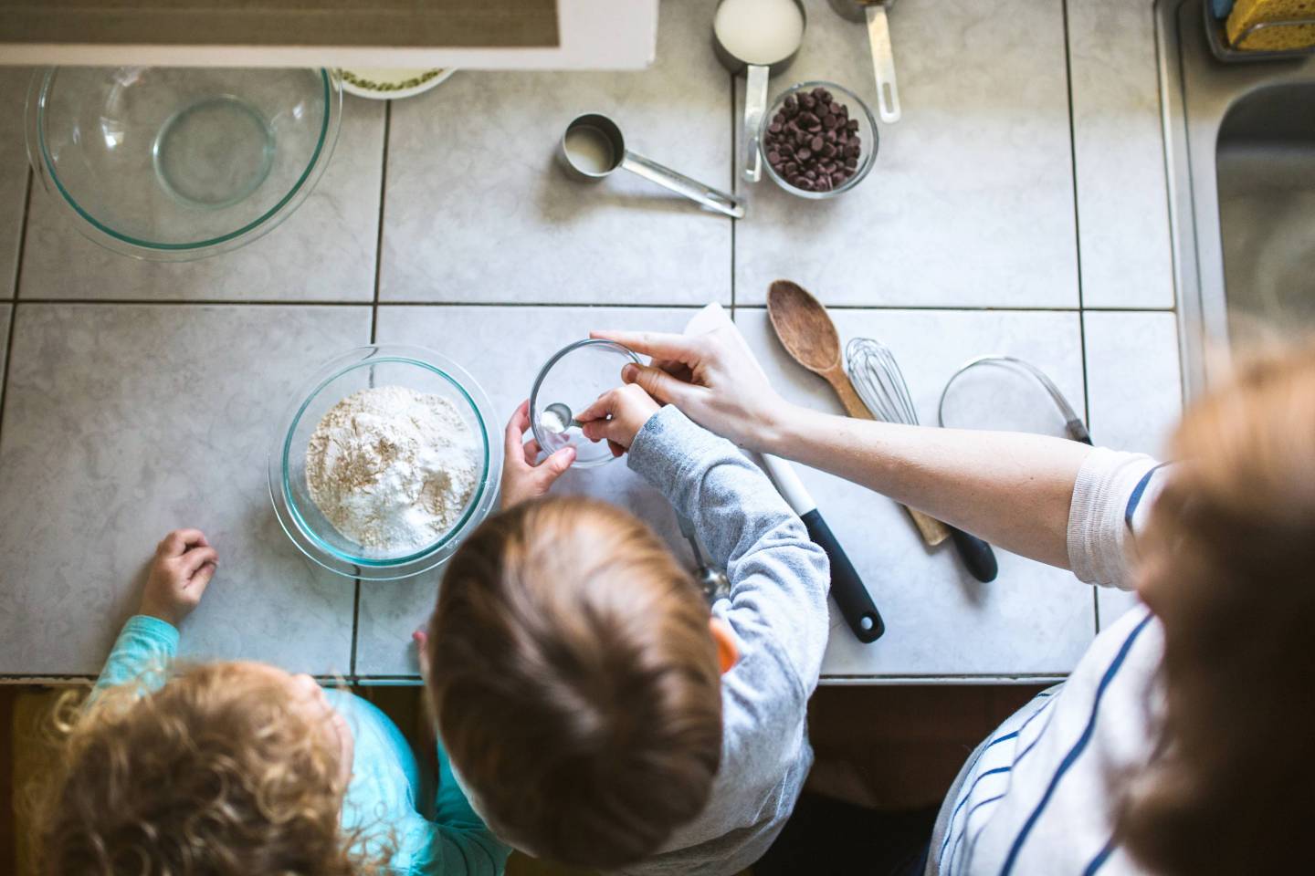 Children Baking Cookies with Mom