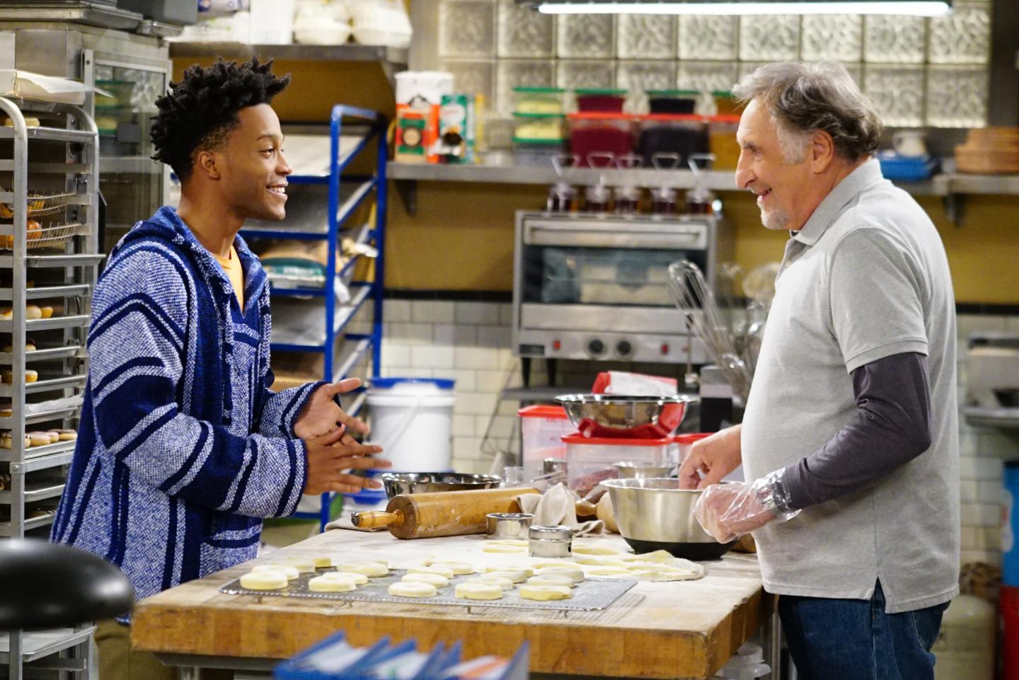 "Get It, Arthur" -- When Randy's mom comes to town, Franco encourages Arthur to go out on his first date in years. Brenda Vaccaro guest stars as Helen, Randy's mom, on SUPERIOR DONUTS, Monday, March 27 (9:00-9:30 PM, ET/PT) on the CBS Television Network. Pictured L-R: Jermaine Fowler as Franco and Judd Hirsch as Arthur Photo: Sonja Flemming/CBS ÃÂ©2017 CBS Broadcasting, Inc. All Rights Reserved