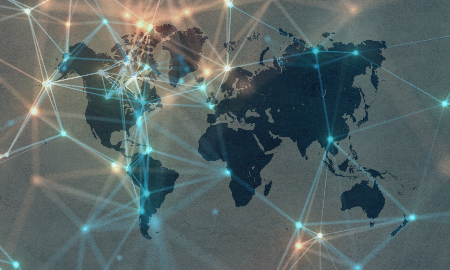 Blue world map on blue paper