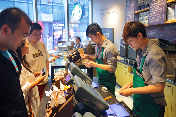 South North Piazza Deck, shopping mall center, Starbucks Coffee counter