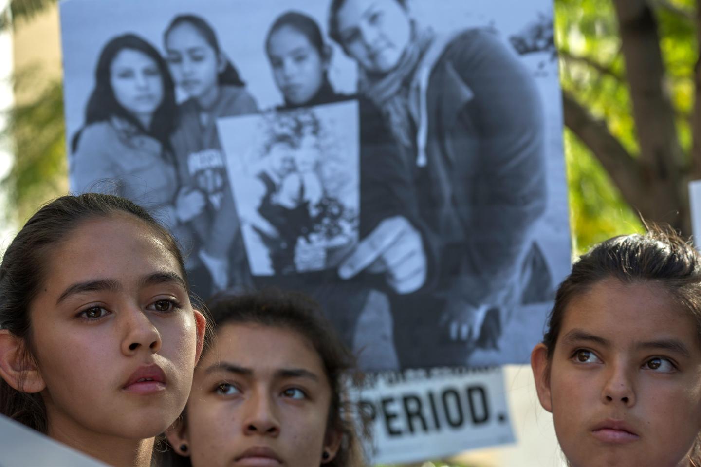 Immigration Activists Rally In Support Of Immigrant Father Arrested After Dropping Daughter At School