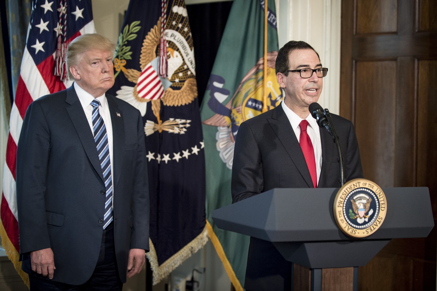 President Trump Signs Financial Services Executive Order At U.S. Treasury