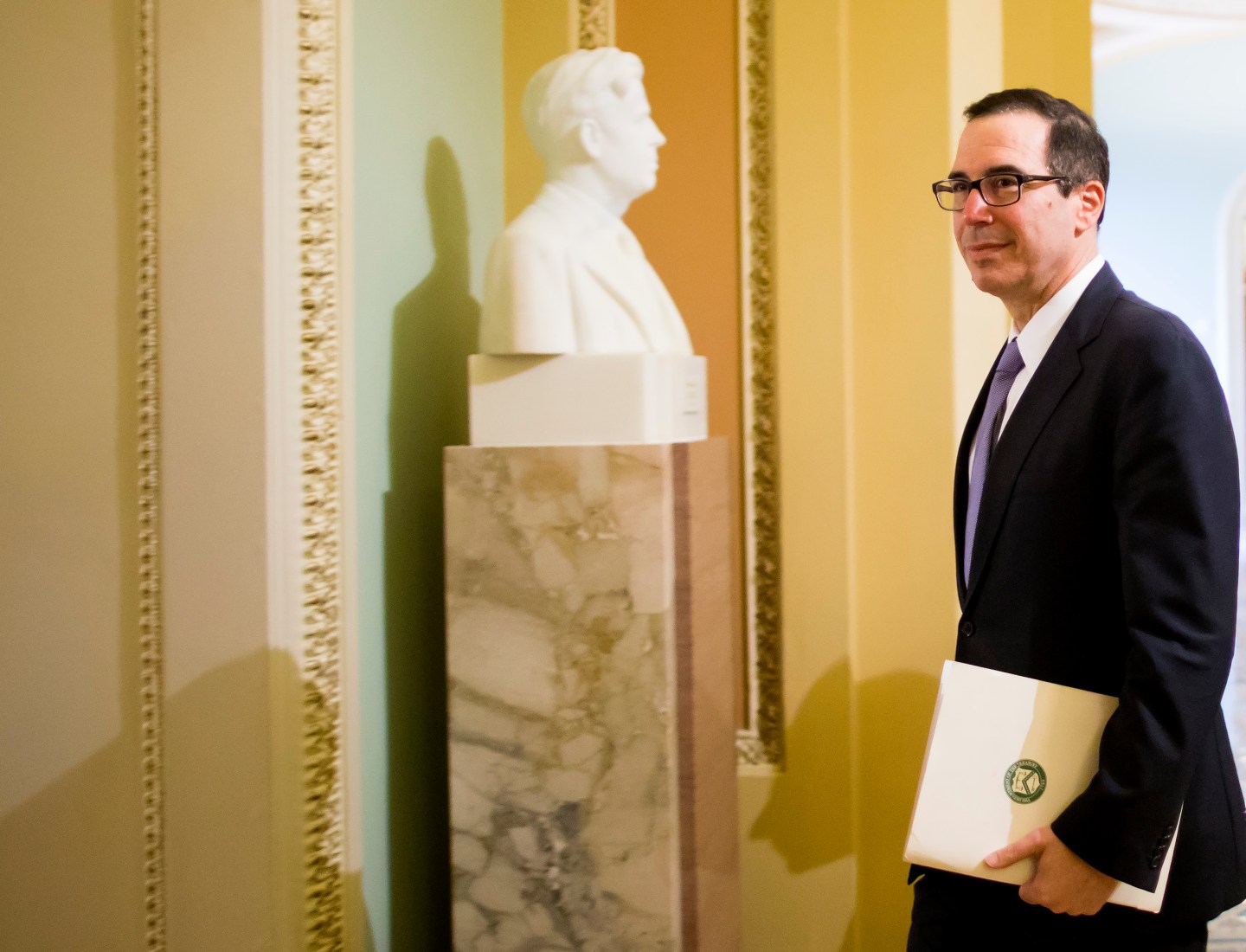 Treasury Secretary Mnuchin Meets With Congressional Leaders On Capitol Hill