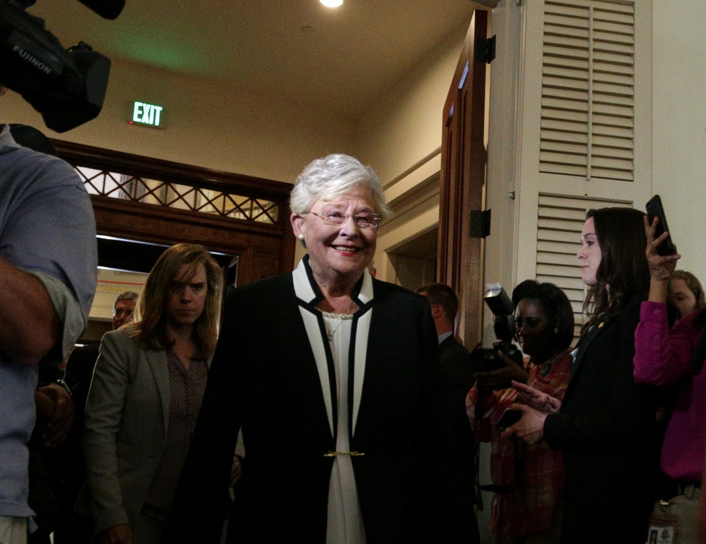 Alabama Lt Governor Kay Ivey enters the house chambers prior to being sworn in as Alabama's new governor in Montgomery